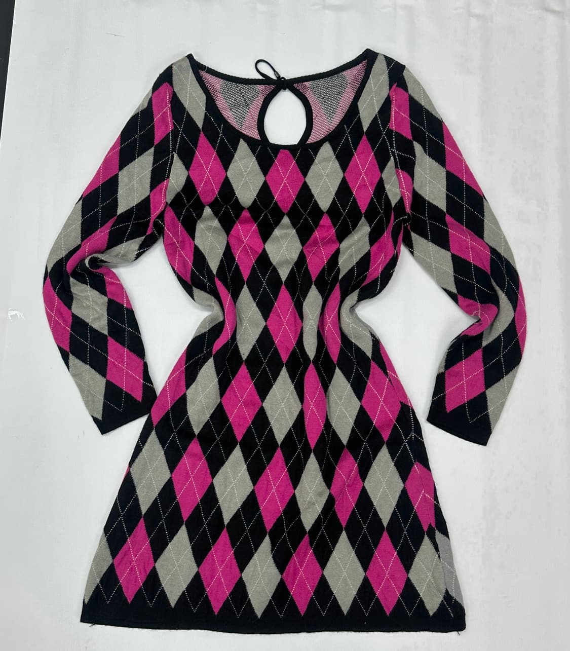 💓캐캐체 아무 아가일 니트 원피스 💓 레이어드 미니 핑크 패턴  상품이미지5