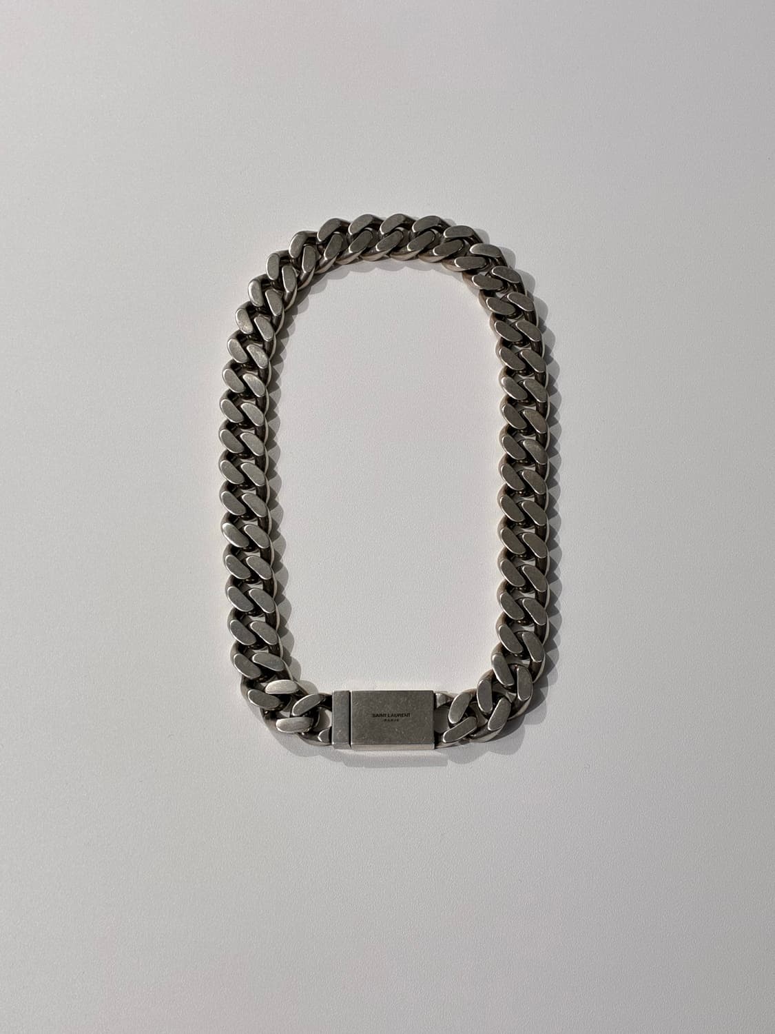 SAINT LAURENT 생로랑 실버 커브 체인 목걸이 L사이즈 상품이미지1