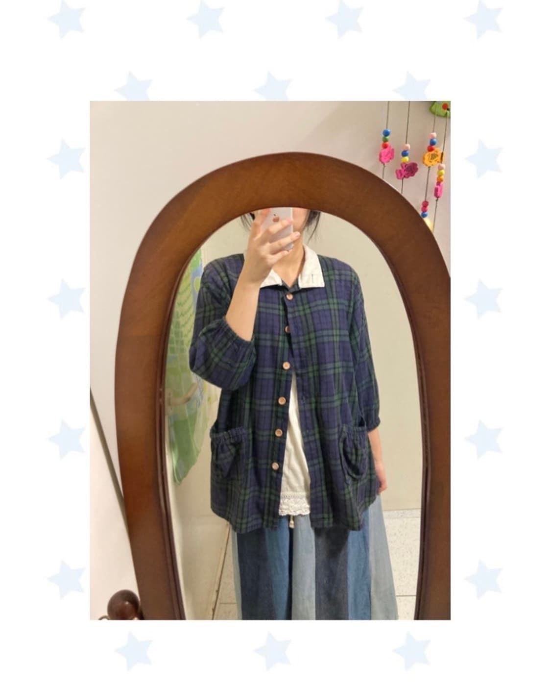 체크 우드 자켓 상품이미지1