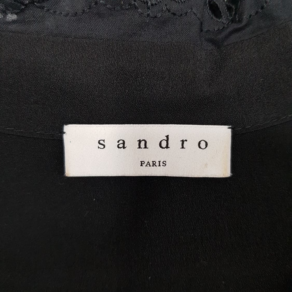 산드로 자수 카라 패턴 실크 혼방 원피스 36사이즈 상품이미지8