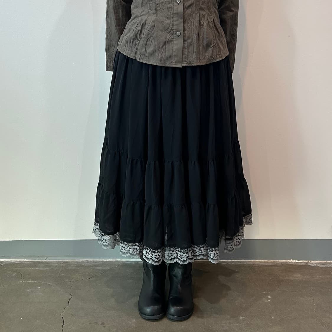 블랙 레이스디테일 캉캉 스커트 상품이미지1