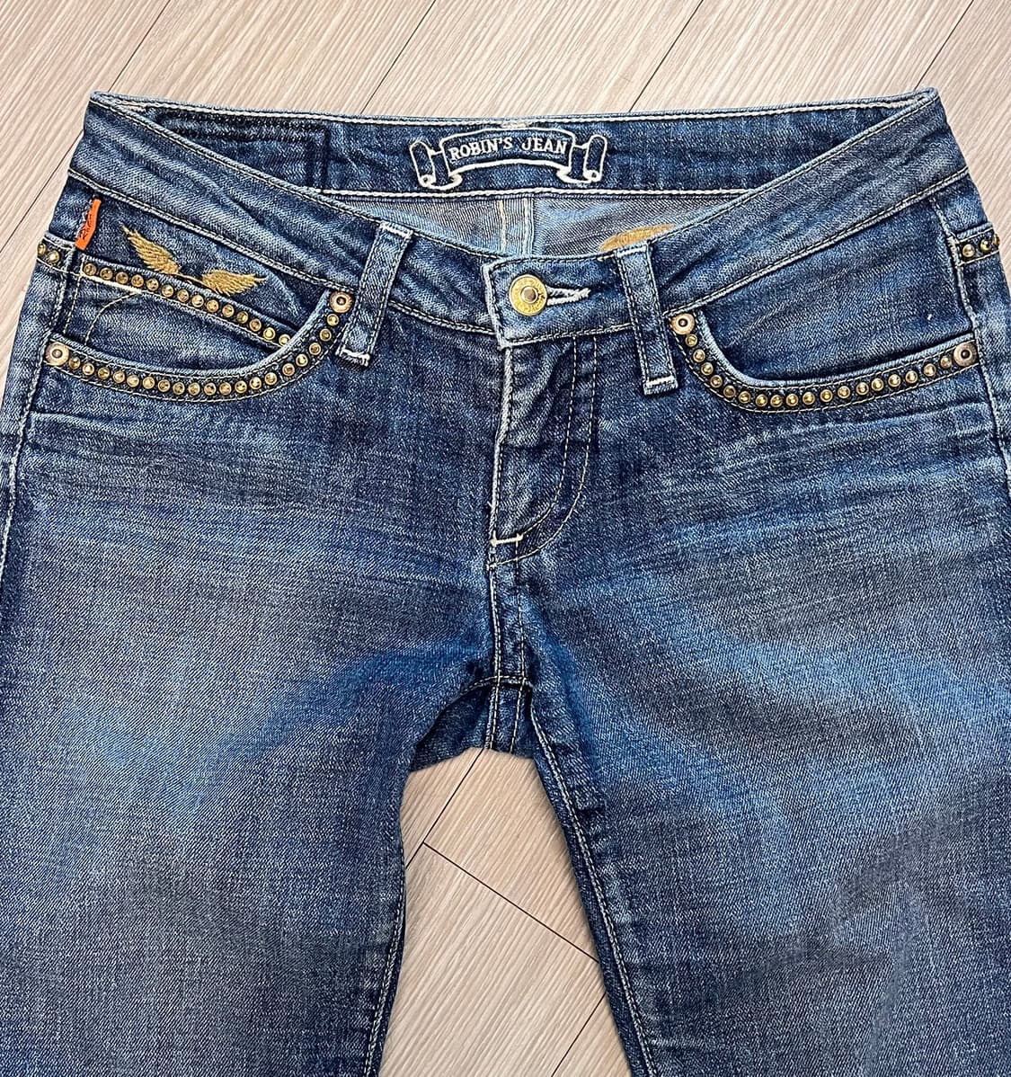 90s ROBINS JEAN 로빈스진 골드 윙 날개 로우라이즈 데님 상품이미지3