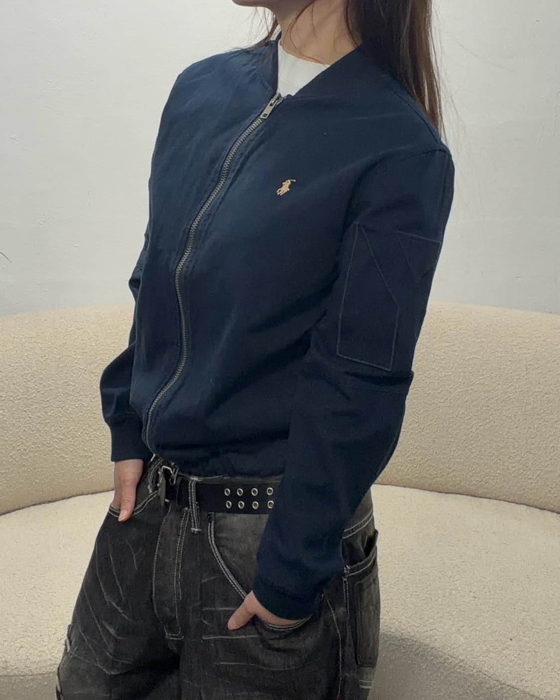90s POLO 네이비 투웨이 코튼 블루종 jk 상품이미지3