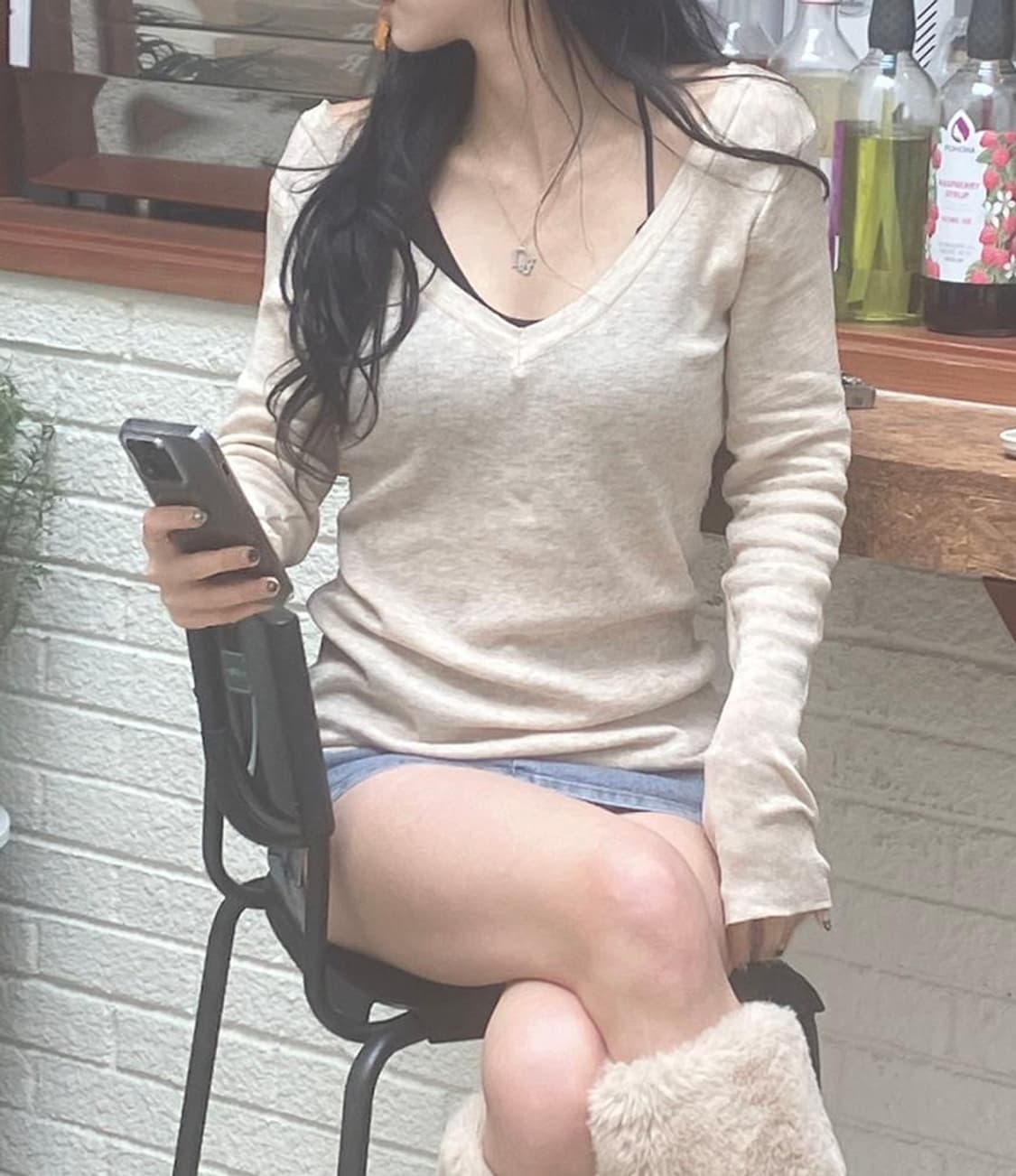 Angelnumber555 beige layered knit  상품이미지1