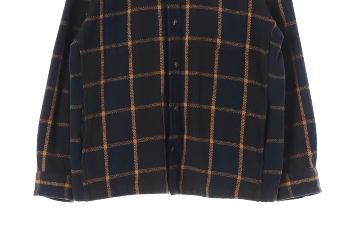 팀버랜드 네이비 오렌지 체크 플란넬 워크 셔츠 M 상품이미지4