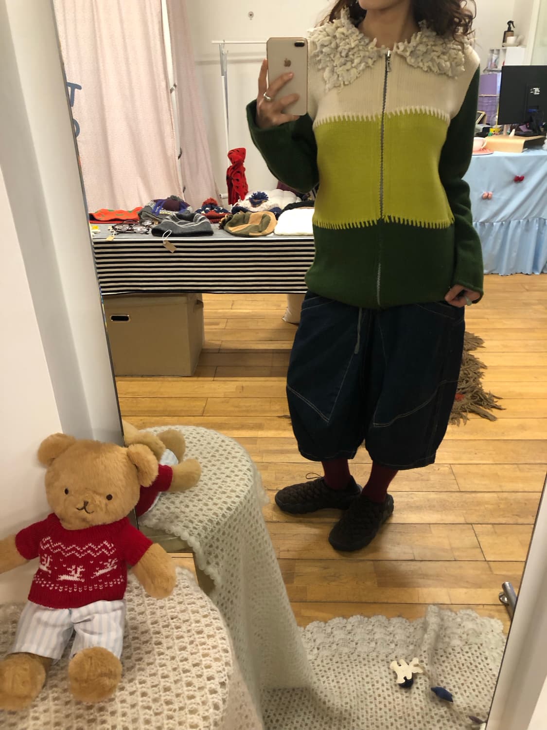 fur stitch knit zip-up 상품이미지5