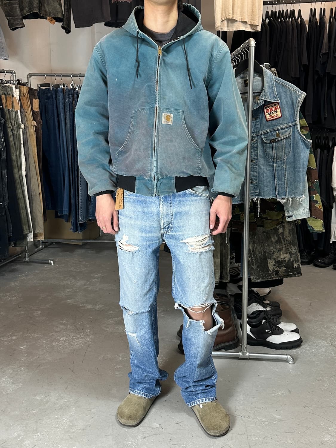 90's OG USA 칼하트 JR455 액티브 자켓 칼하트 아쿠아 상품이미지2