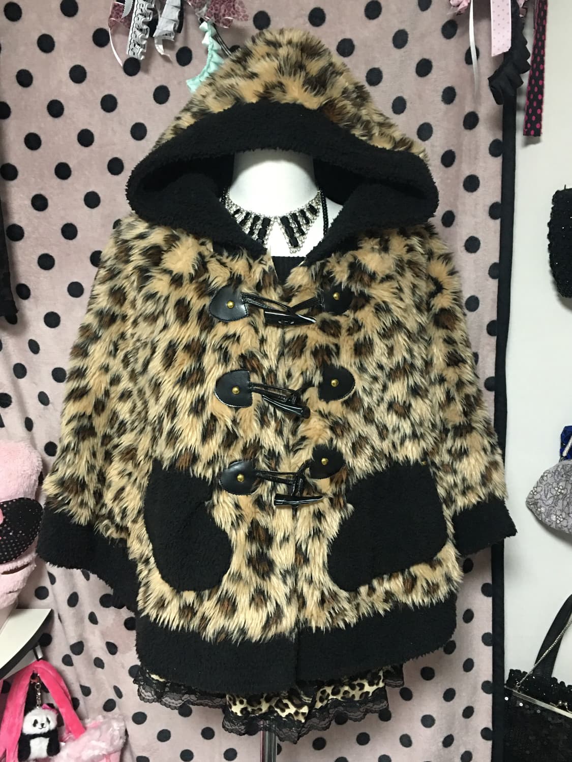 오네갸루 레오파드 퍼 판쵸 케이프 상품이미지1