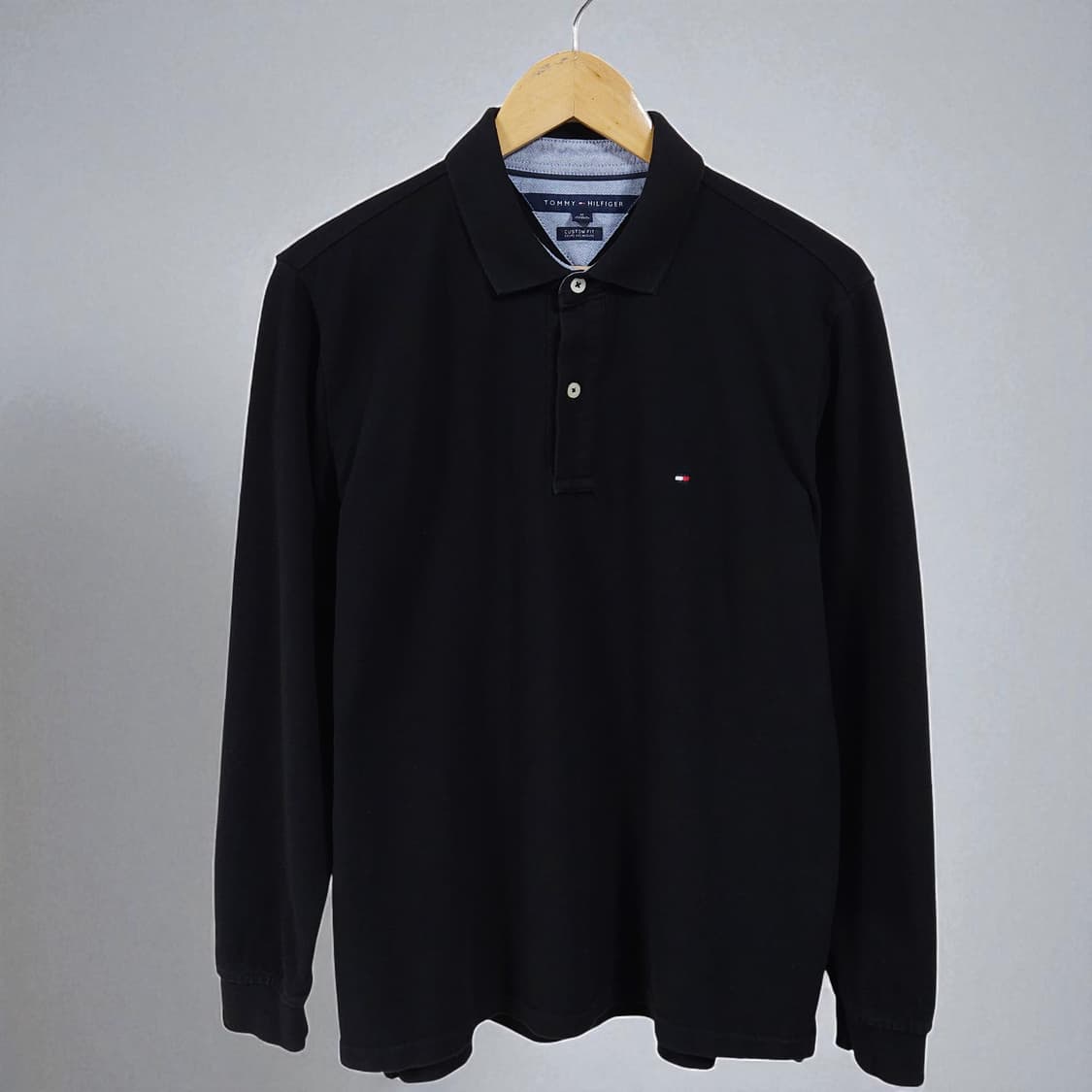100~105)Tommy 타미 힐피거 긴팔 카라티 블랙 상품이미지1