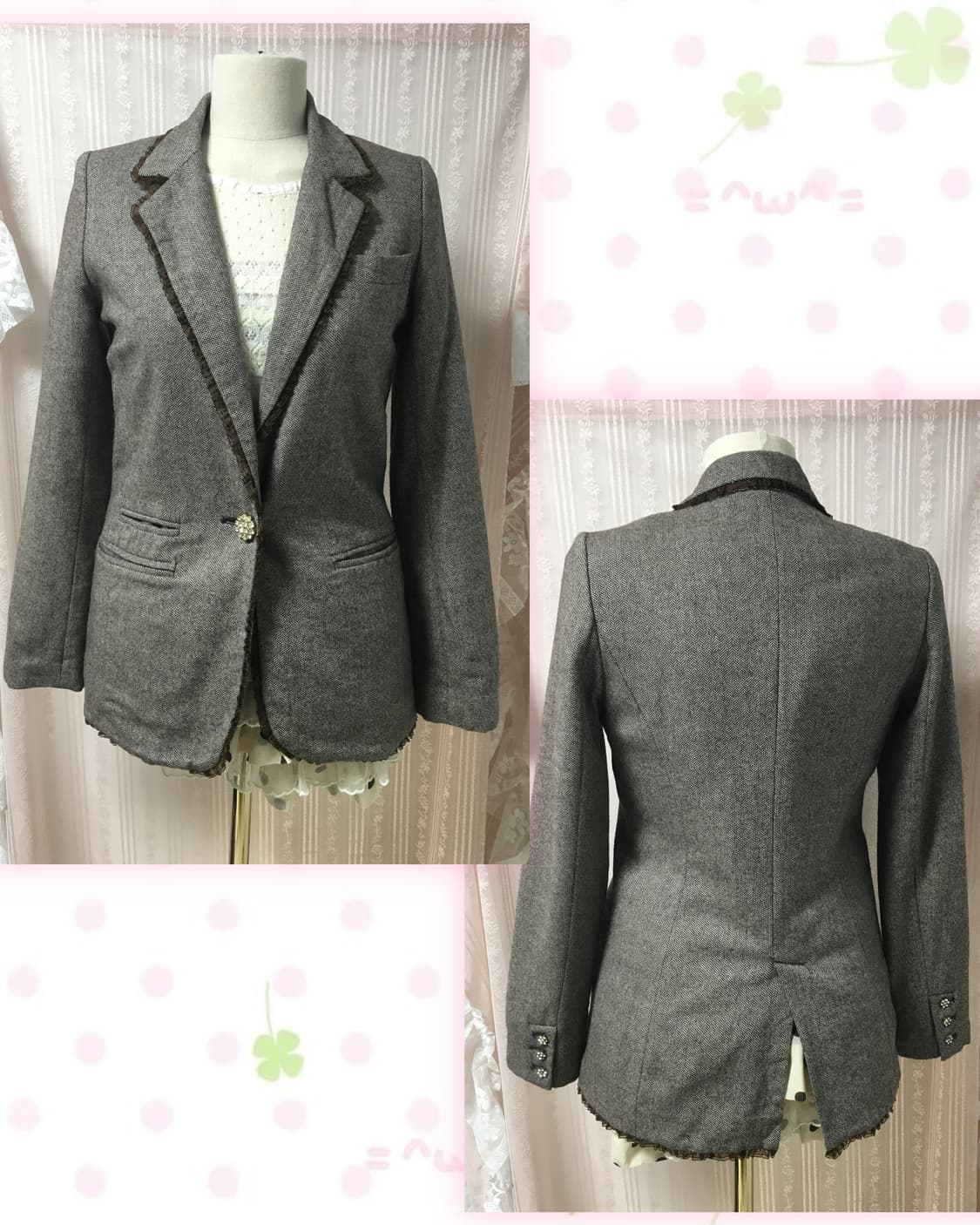 리즈리사 브라운 헤링본 울 블레이저 상품이미지1