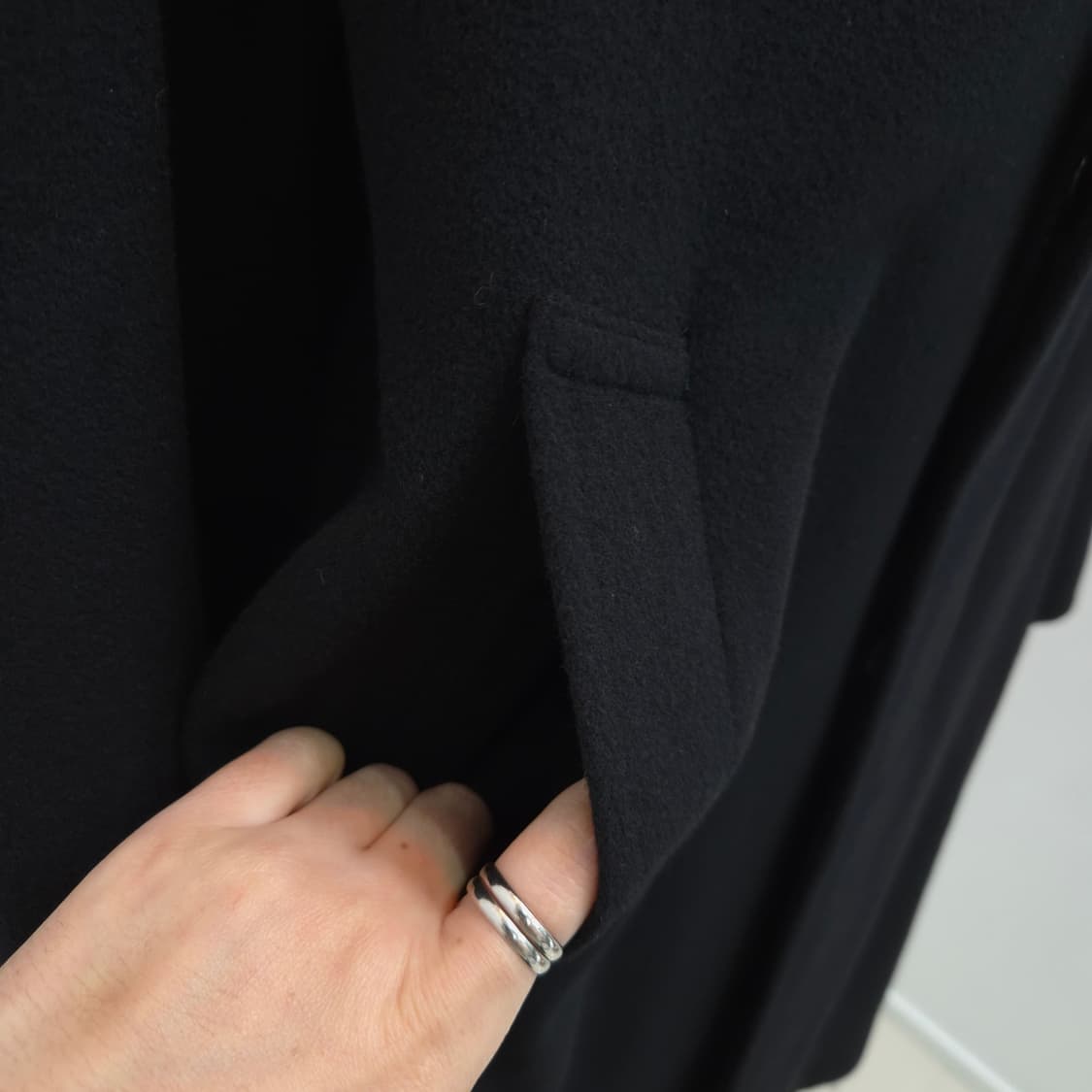 캐시미어100% 레글런 블랙 롱코트 상품이미지7