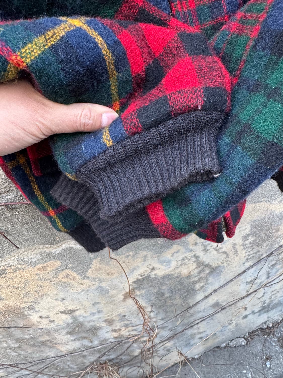 90s 울리치 빈티지 체크패턴 울 블루종 해링턴 자켓 상품이미지6