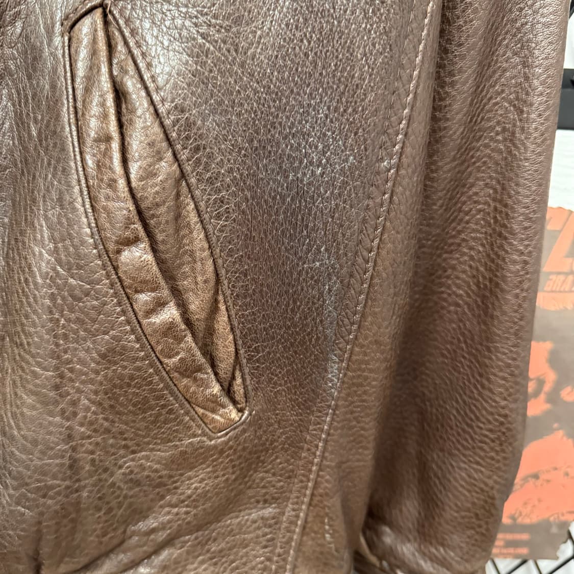 90s MARVIN RICHARDS 플라이트 보머 레더자켓 다크브라운 상품이미지7