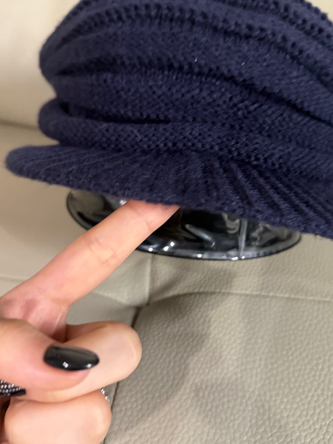 Navy shirring detail knit cap 상품이미지4