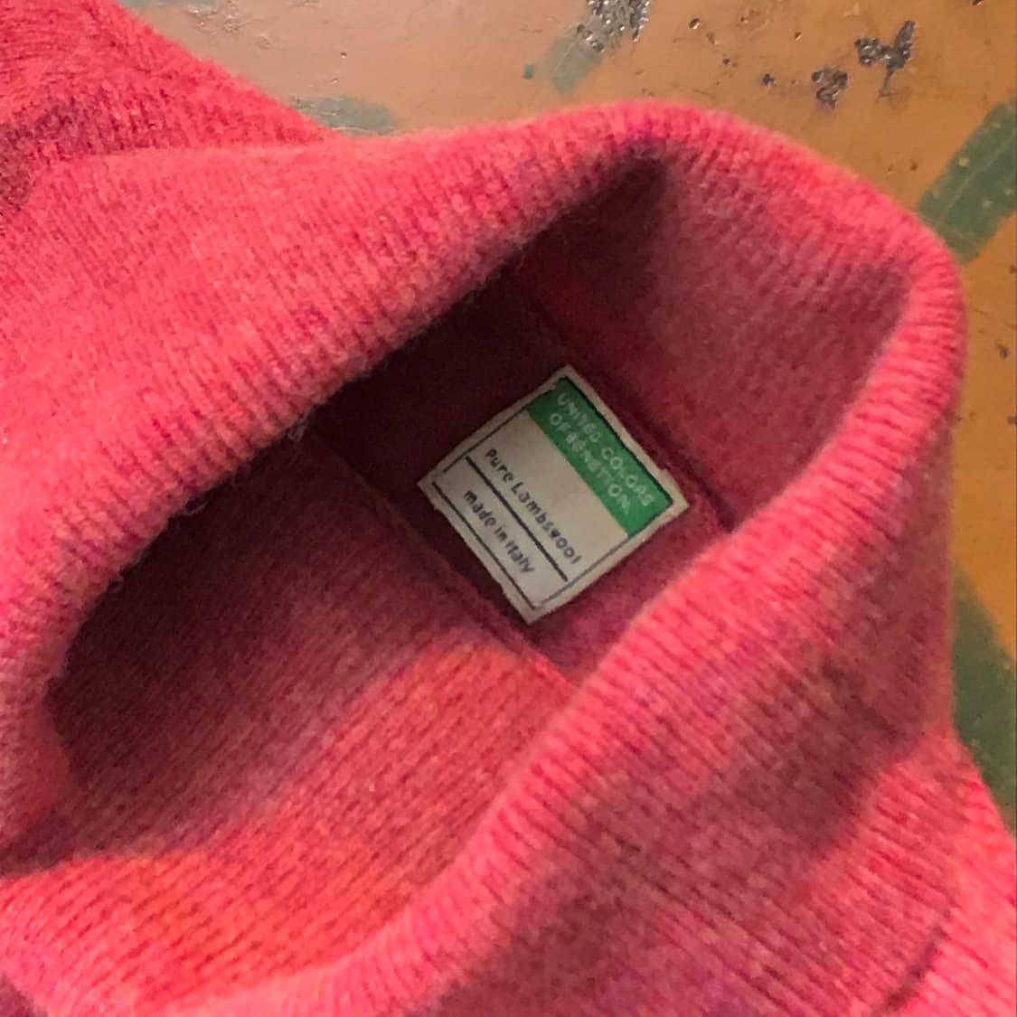 Italy 베네통 인디 핑크 울 터틀넥 니트 남상 110 여성 오버핏 상품이미지4