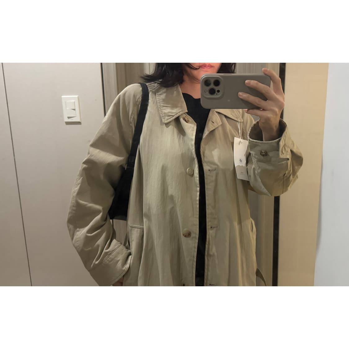 하네 벨티드 롱 트렌치 코트 베이지  상품이미지8