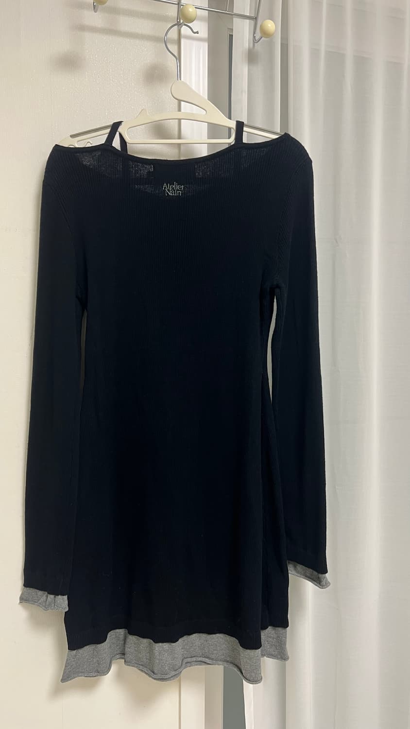 아틀리에나인 니트 블랙 레이어드 원피스 상품이미지6