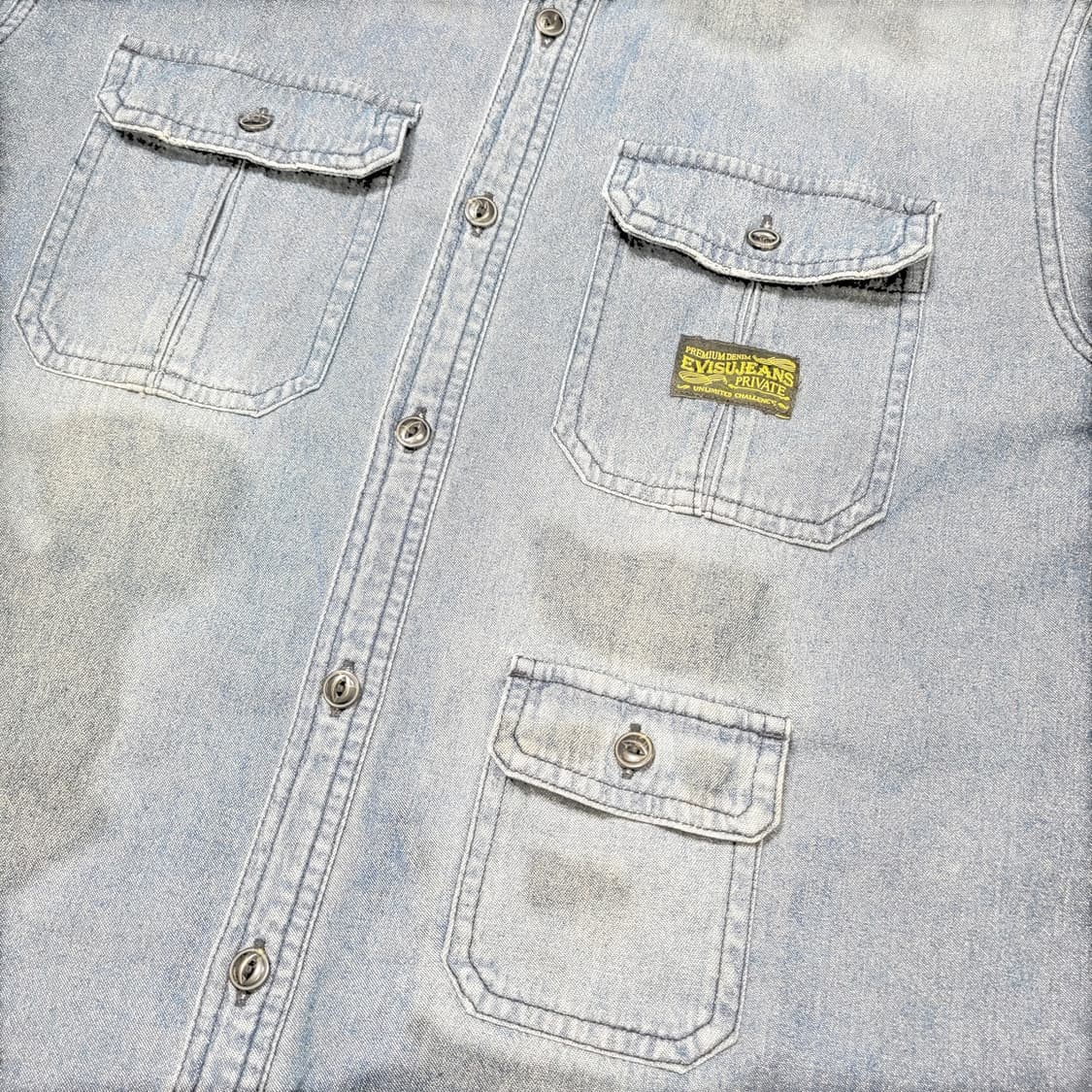 EVISU 에비수 포켓 빈티지 워싱 데님 셔츠 상품이미지3
