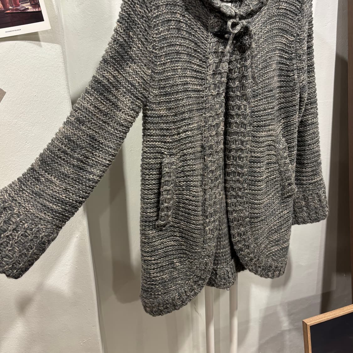 SUPER HAKKA 에스닉 히피 원버튼 그레이 니트 가디건 일본 빈티지 상품이미지6