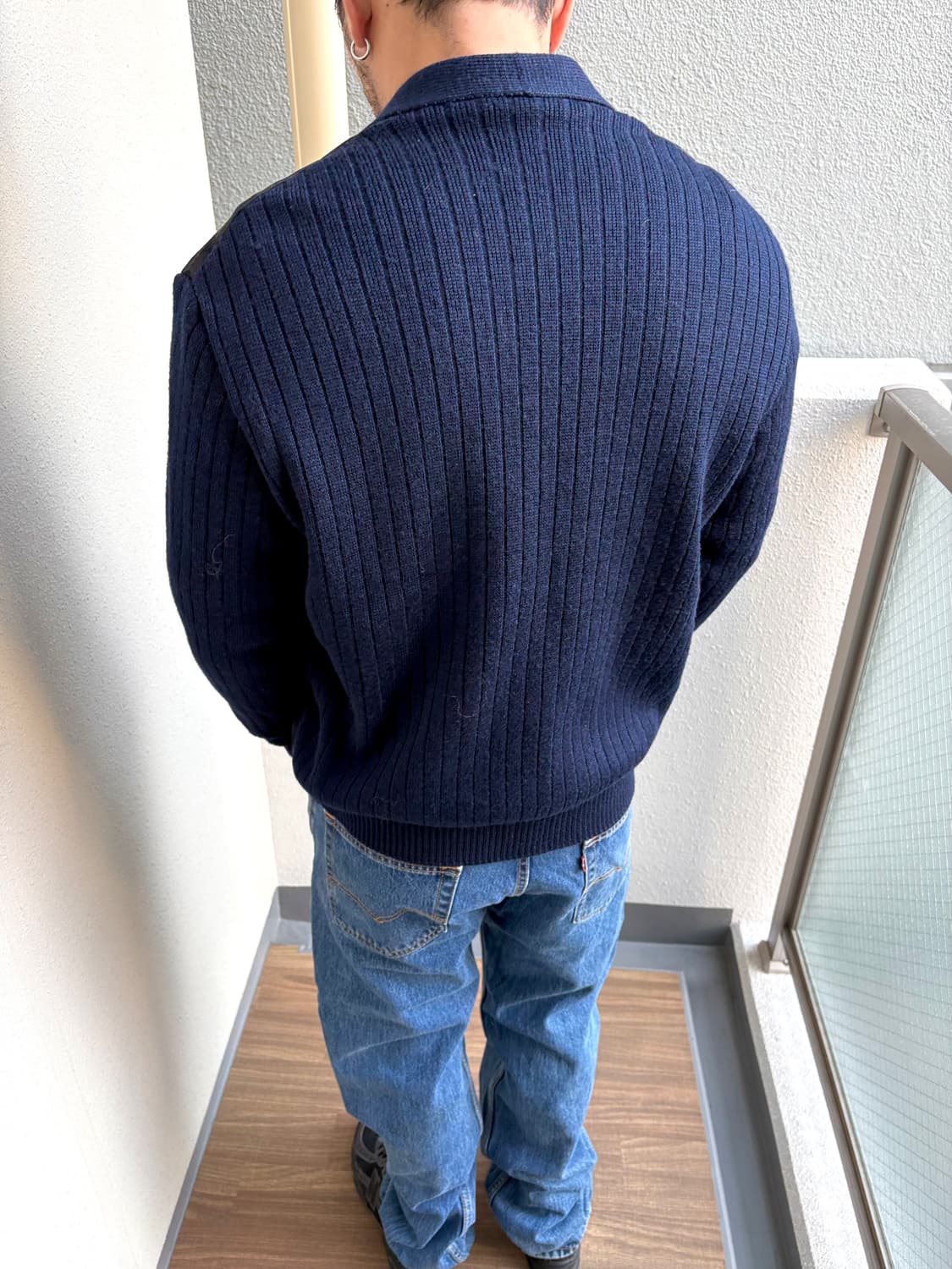 일본 브랜드 빈티지 니트 가디건 (레더 포인트) 상품이미지5