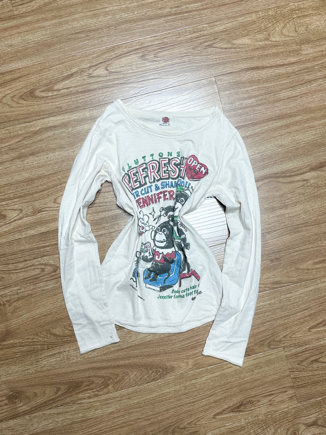 빈티지 원숭이 긴팔 티셔츠 오네갸루 로걀 라떼 긱시크 공겜여주 베이프깔 상품이미지1