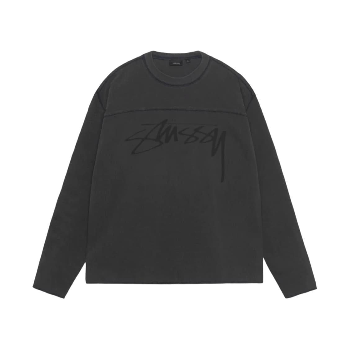 스투시 피그먼트 다이드 코튼 풋볼 크루 워시드 블랙 상품이미지1