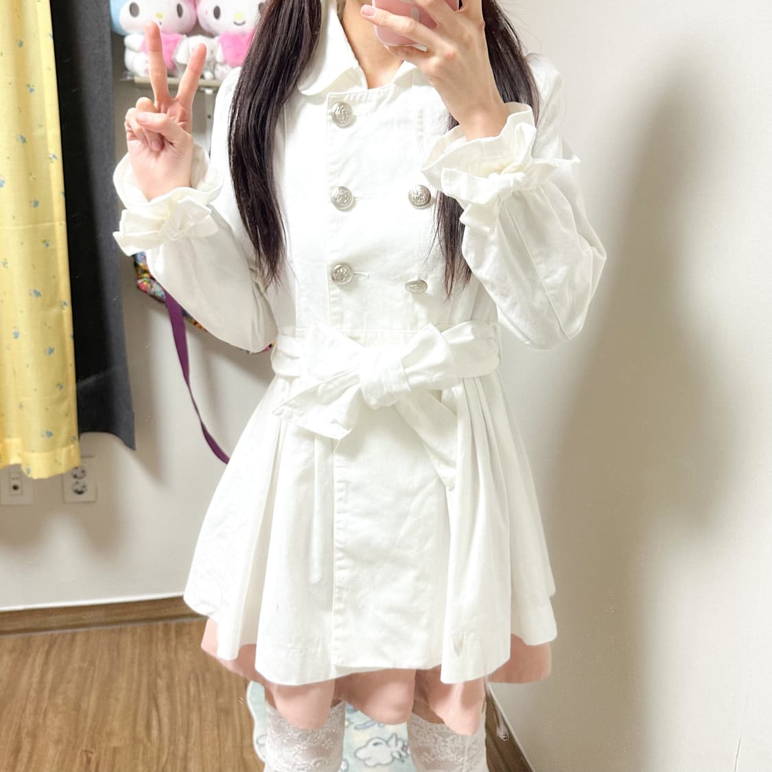 빈티지 리즈리사 화이트 원피스 코트 히메갸루 로걀 라떼 달천깔 헤이세이 상품이미지1