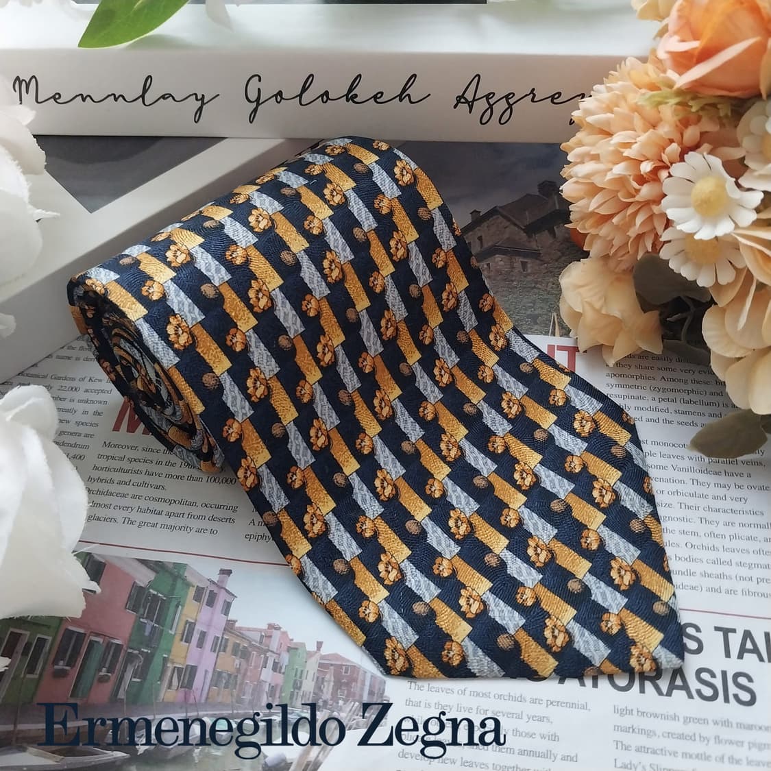 제냐 실크 네이비 기하 패턴 넥타이 10.1cm A+등급 K1791
 상품이미지2