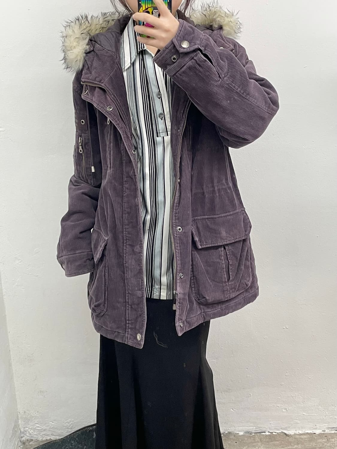 퍼플 코듀로이 퍼 야상 자켓 상품이미지3