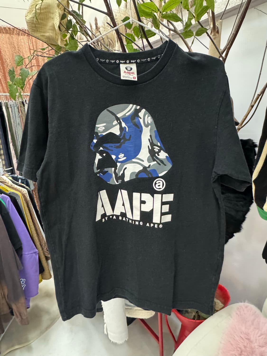 🧥 AAPE에이프 바이 어 베이프 카모헤드 그래픽 티셔츠 (Black) 상품이미지3