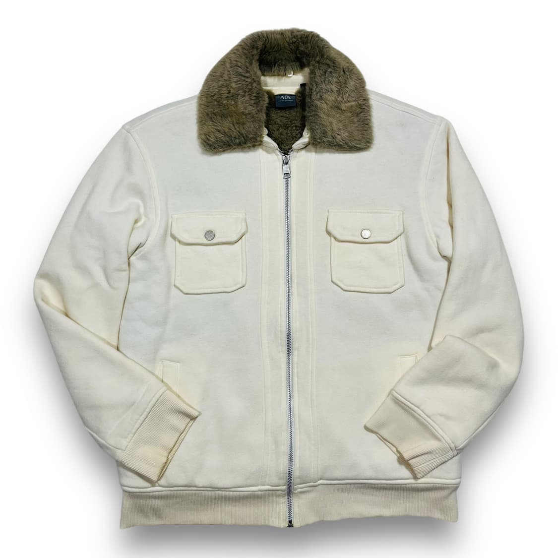 아르마니 익스체인지 크림 트리밍 퍼 봄버 재킷 상품이미지2