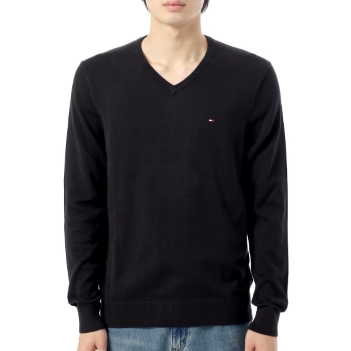 [M] Tommy 타미힐피거 블랙 코튼 브이넥 니트 상품이미지3