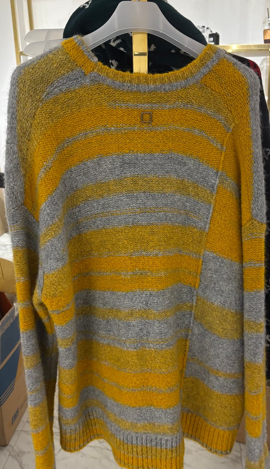 연예인 착용✅)우영미 스트라이프 알파카 가디건 46사이즈 상품이미지2