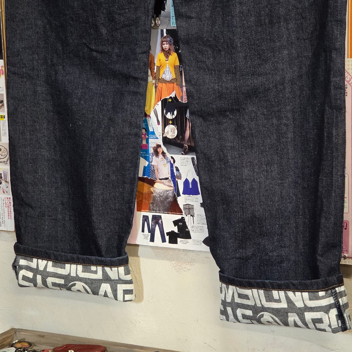 포켓 프린팅 롤업 생지 데님 팬츠 상품이미지5