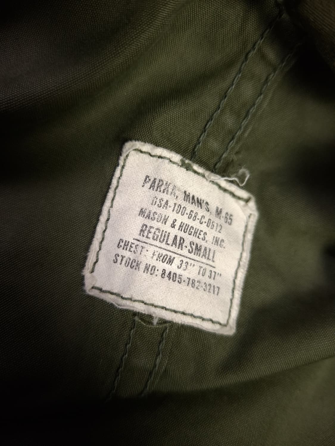 오리지날 미군 M-65 개파카 후드 천엽내피 스몰 사이즈 풀셋트 상품이미지4