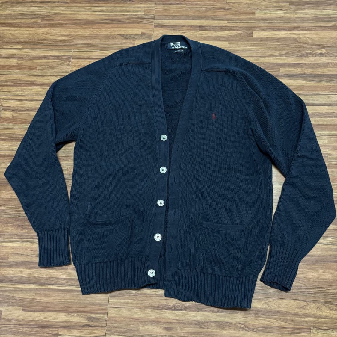 90s 일경물산 폴로 랄프로렌 코튼 네이비 가디건 자켓 상품이미지1