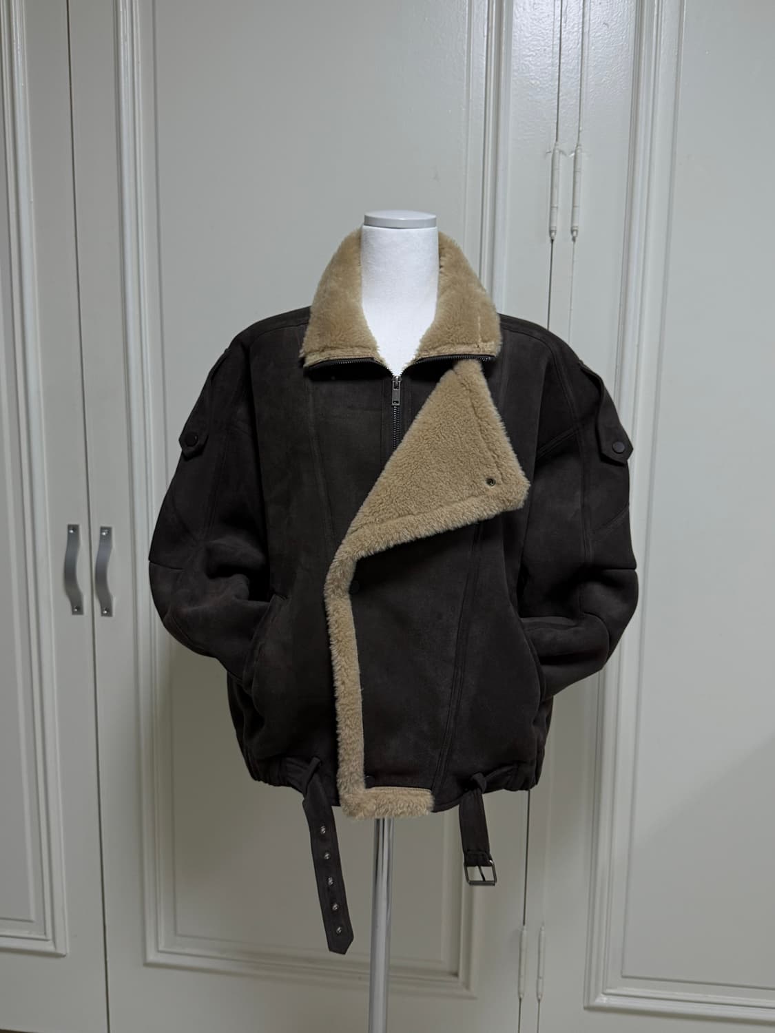 브라운 스웨이드 털무스탕 자켓 상품이미지1