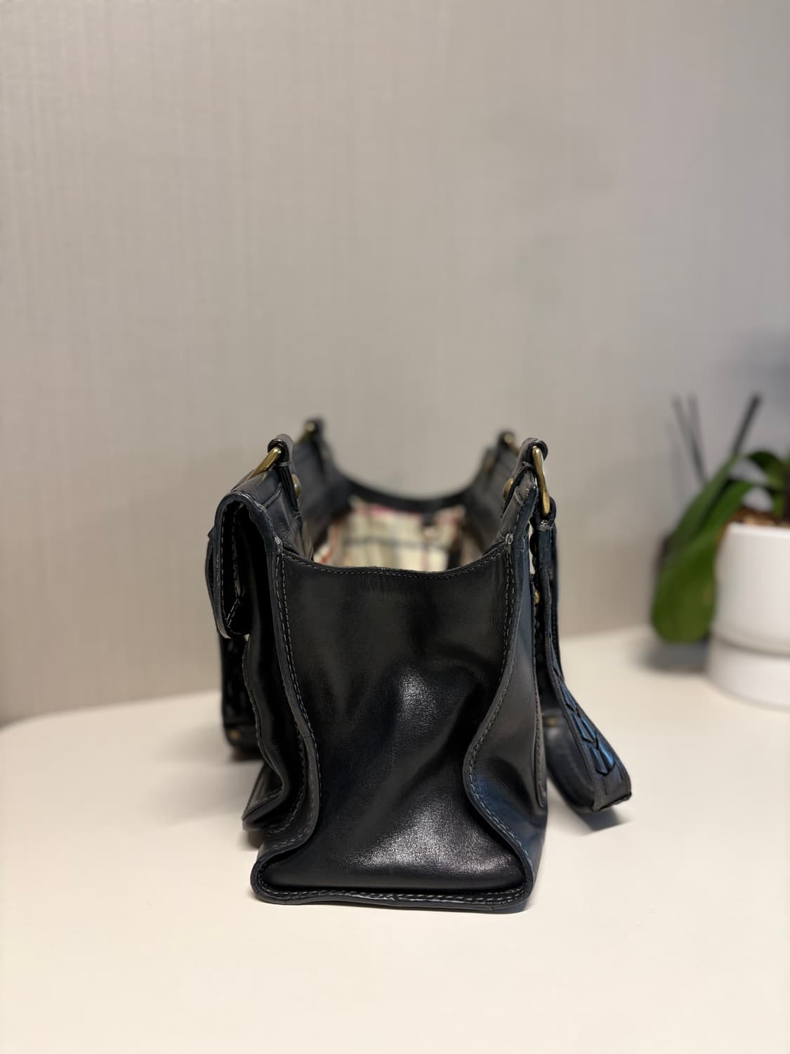 빈티지 코치 블리커 블랙 레더 사첼백 상품이미지2