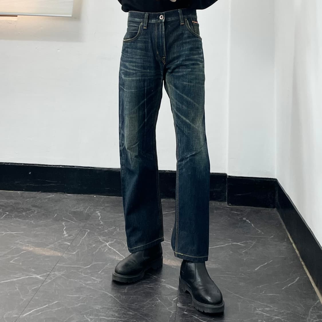 36in 에드윈 워시드 웨스턴 와이드 데님 팬츠 상품이미지1