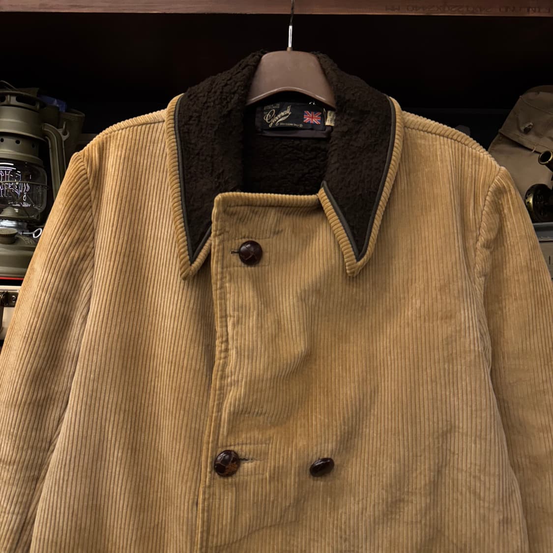 70s 글로버올 더블 브레스트 코듀로이 퍼 컨트리 헌팅 코트  상품이미지3