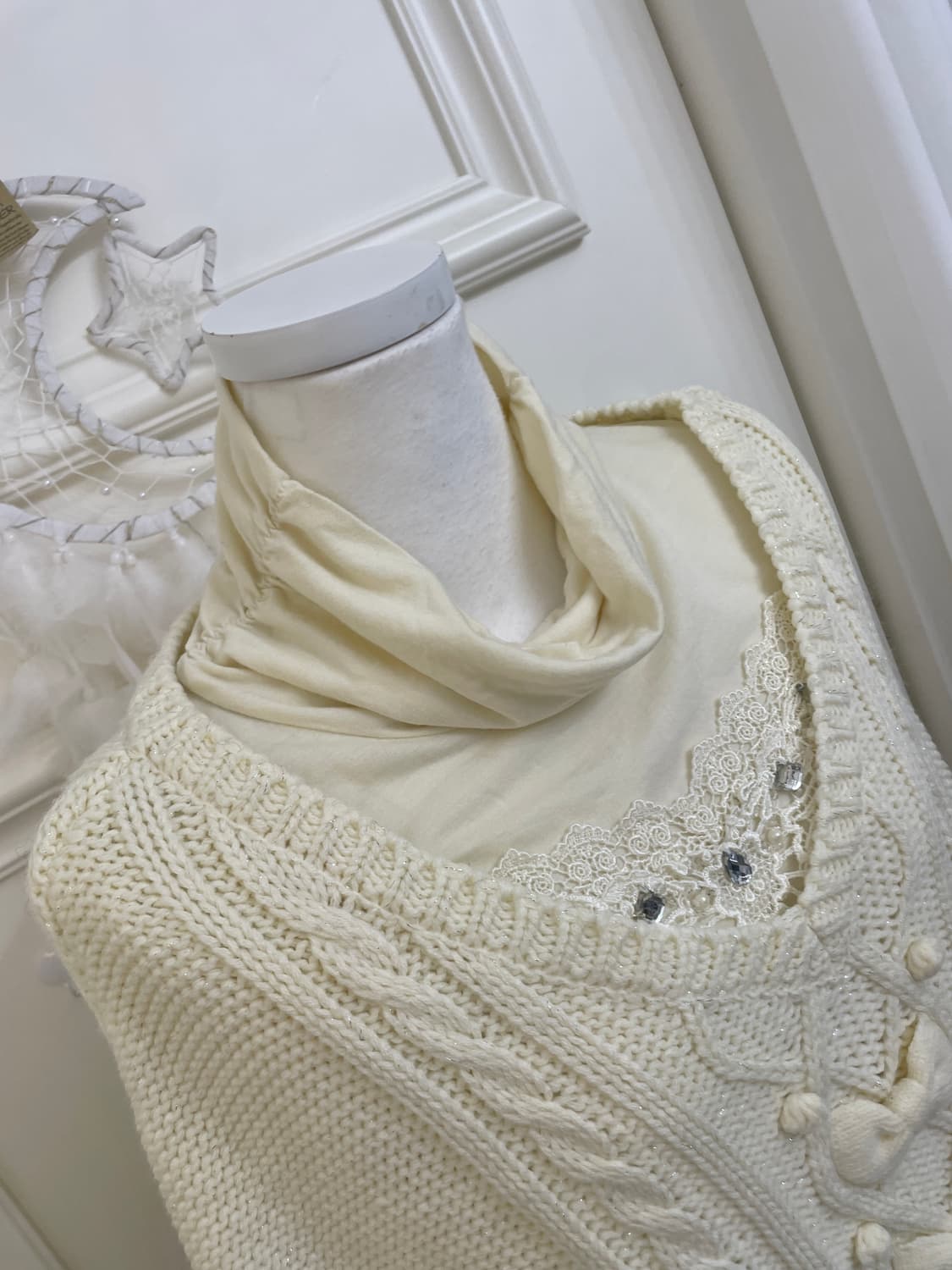 ivory bow point sweater cape&AXES FEMME 상품이미지6