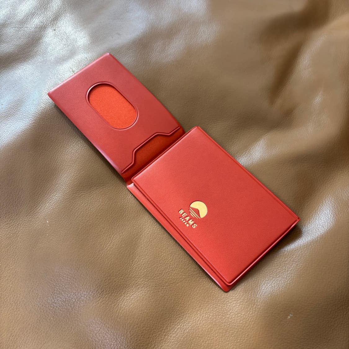 Beams 빔즈 빔스 레더 카드 지갑 레드 브라운 상품이미지7