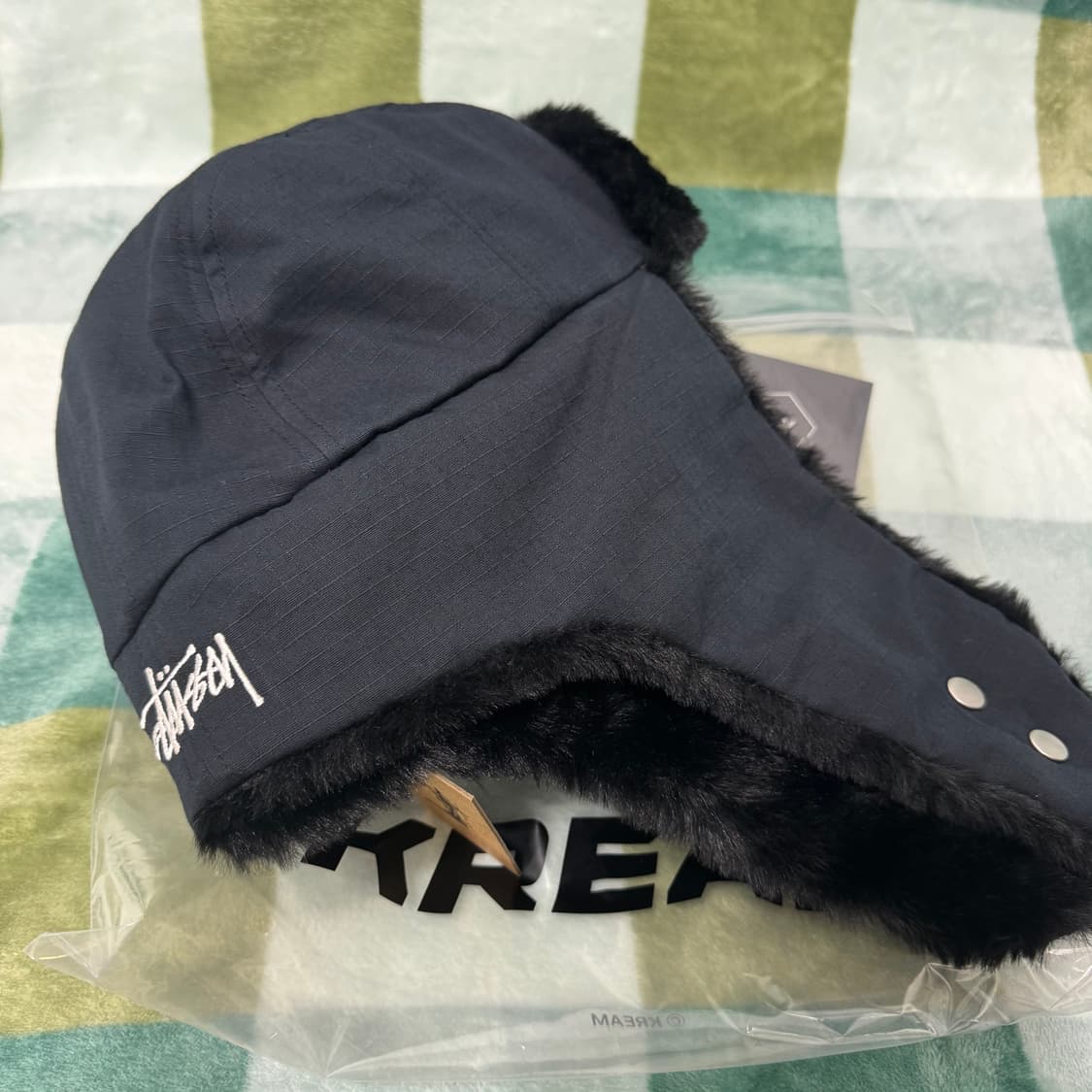 [L/XL] 스투시 립스탑 트래퍼 캡 블랙 상품이미지2