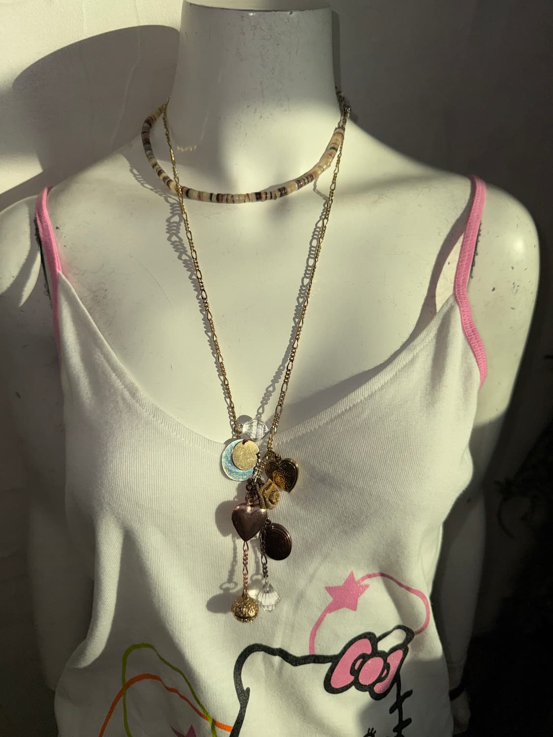 Heart rose drop chain necklace 상품이미지3