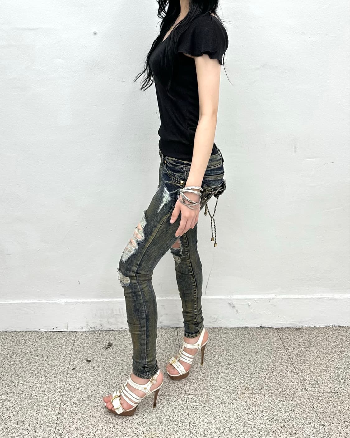 chain drape glitter short sleeve 상품이미지3