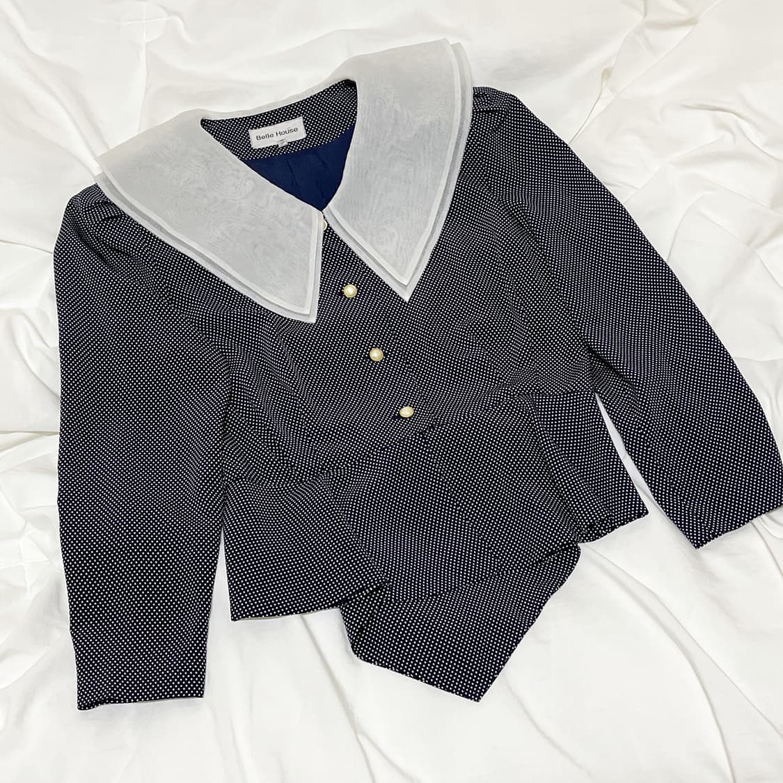 빈티지 ) 더블오간자카라 도트블라우스 자켓 상품이미지2