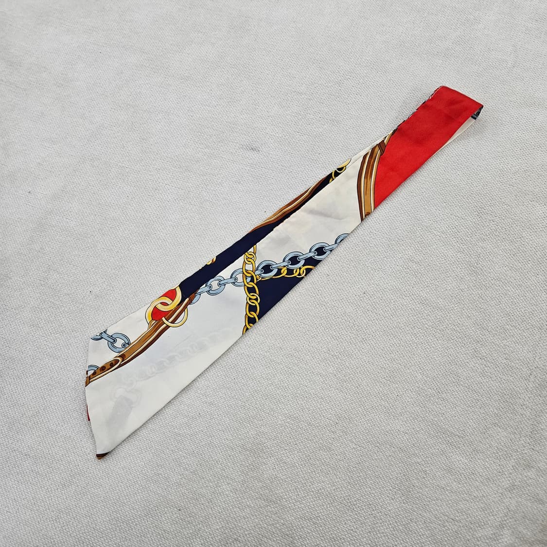 [실측확인] 고급 체인 패턴 실크 스카프 0121Y2 상품이미지2