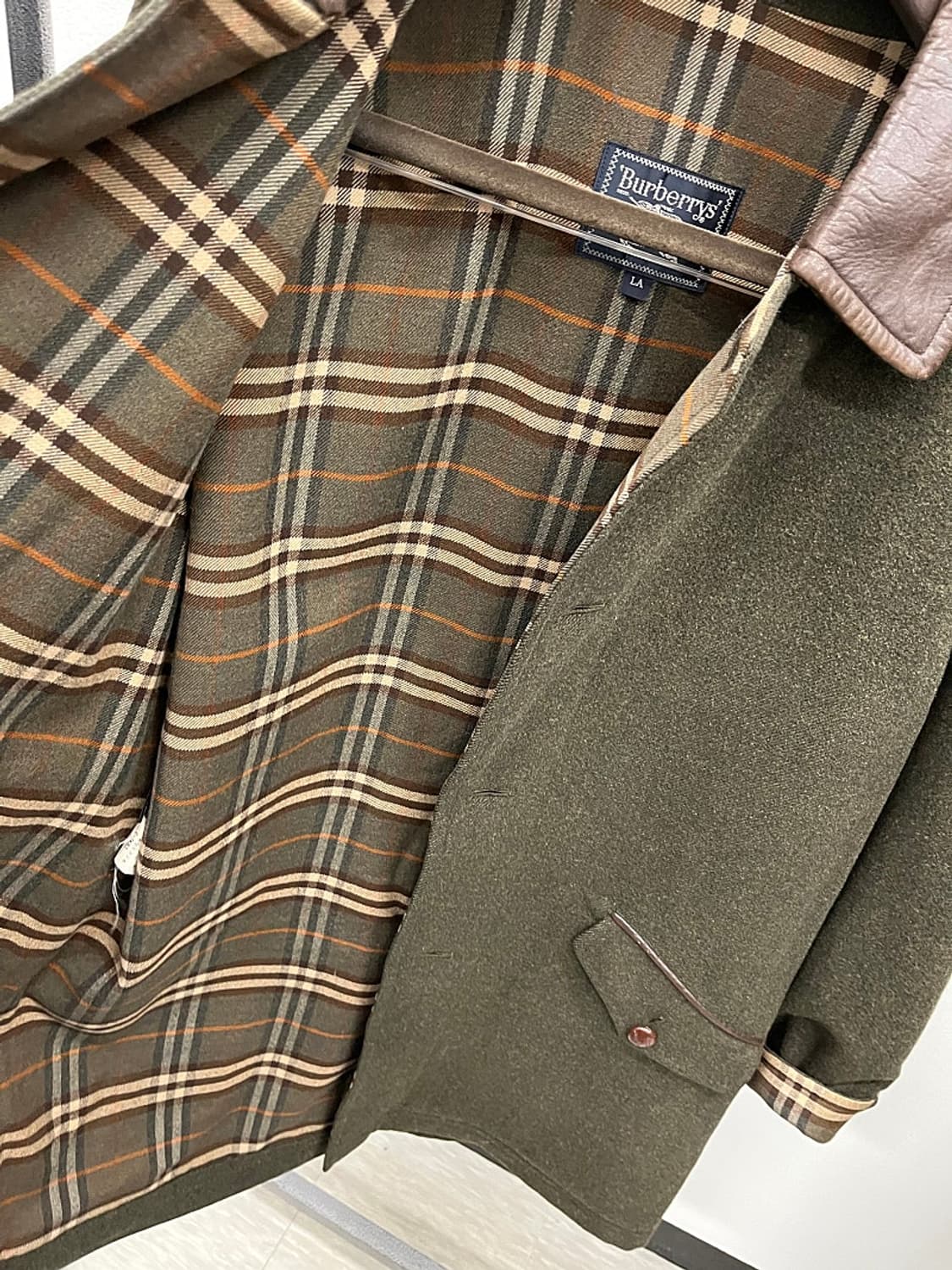 105) 버버리 90s 레더카라 울코트  상품이미지8