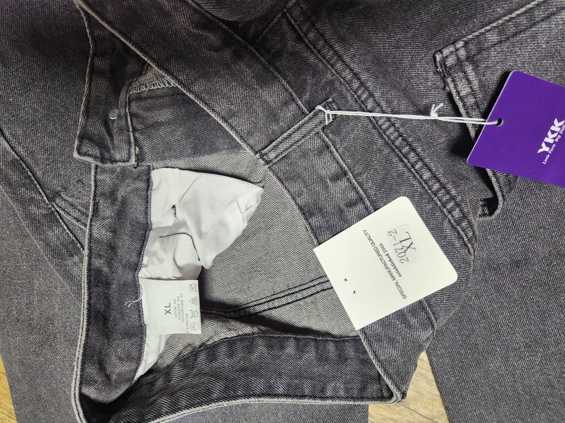 새옷)YKK 블랙 데님 와이드 팬츠 XL(32) 상품이미지5
