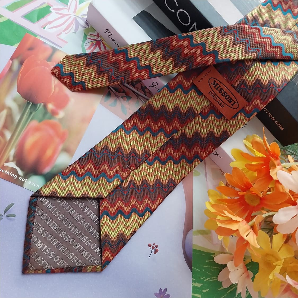 미쏘니 브라운 멀티 지그재그 패턴 넥타이 9.7cm A+등급 K2566 상품이미지5